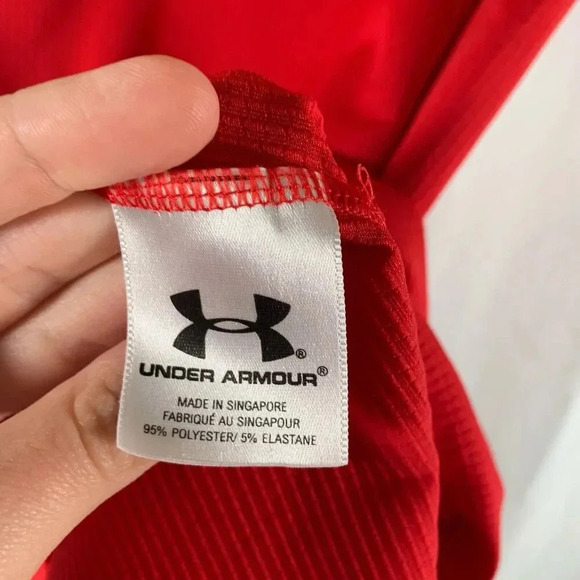 Under Armour Golf Polo Shirt Men's Small Red Short Sleeve 1/4 Button - Picture 5 of 9